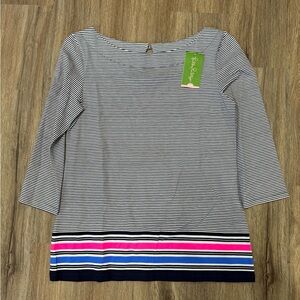 Lilly Pulitzer - Waverly Top - TRUE NAVY - BAYSIDE STRIPE ENGINEERED